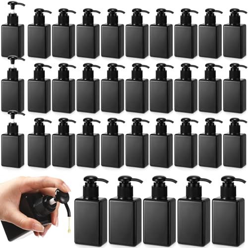 Domensi 50 Pack Travel Pump Bottles 3.4 oz - Black, Refillable, Leakproof