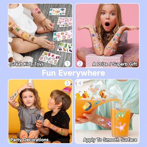 EMOME 2100+ Styles Tattoos for Kids, 168 Sheets Temporary Tattoos for Kids Party Favors Birthday Decorations, Mermaid Truck Dinosaur Tattoos Stickers for Girls Boys, Halloween Goodie Bag Stuffers