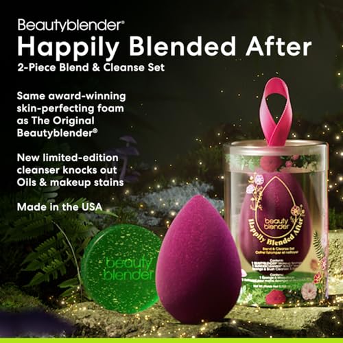 Beautyblender¢ç | Happily Blended After 2-Piece Blend & Cleanse Set, Beauty Blender Makeup Sponge, Blend Liquid Foundation, Powders and Creams, Streak Free Application, Vegan, Cruelty Free, Made in USA
