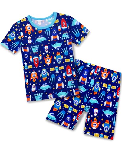 Baby Pajamas Set for Toddler Boys - Short Sleeve Reshinee Bamboo Viscose Rocket Adventure 2-3T