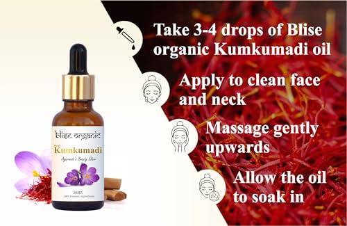Organic Kumkumadi Saffron Face Oil - Natural Herbal Serum for Glowing Skin