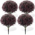 Yunlly 4 Pack Fall Artificial Topiary Balls - Outdoor Faux Bushes, Dark Purple