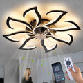 Dalouguan 32-Inch Black Ceiling Fan with Lights & Remote Control, 6 Speeds, 3 Light Colors, Flush Mount for Bedroom & Kitchen - 8 Lights Variant