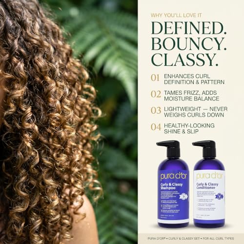PURA D'OR Curly & Classy Shampoo & Conditioner Set - Combo for Defined Curls