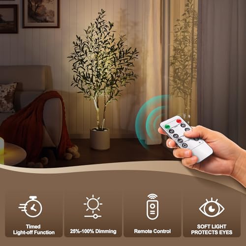 5ft Olive Tree Artificial Indoor with Remote LED Spotlights - VeriNatural