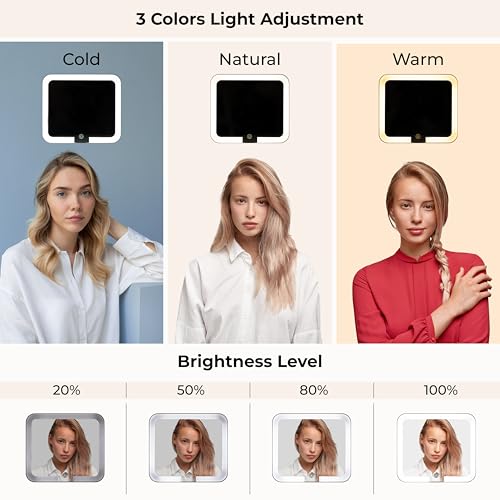 LED Mirror Makeup Bag with PU Leather Travel Organizer - Adjustable Brightness, Dividers & Handle