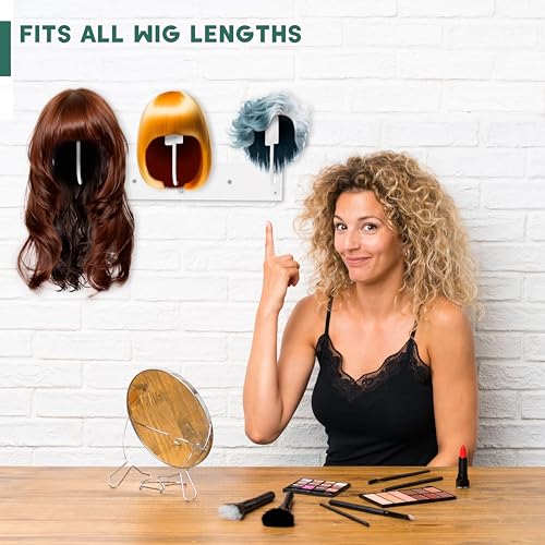 White Hanging Wig Stand Wall Mount for 6 Wigs - Organize & Shape Hair
