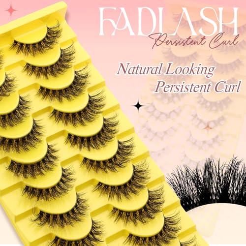 FADLASH False Eyelashes Natural Look ???? ?????????? Fluffy Lashes Cat Eye Lashes with Black Bond 3D Volume Strips Lashes Soft Fake Lashes (LZ201)