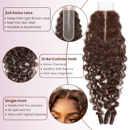 Chocolate Brown Burmese Curly 2x6 HD Lace Closure - 10 Inch
