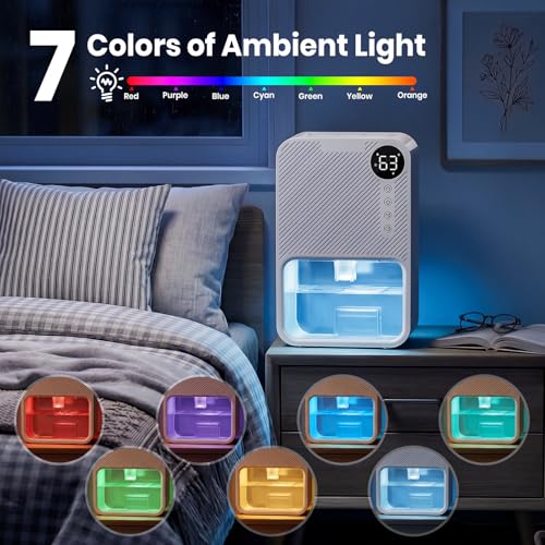 YEMIGTECH White 128oz Dehumidifier for Home Basement Bathroom RV Quiet Portable with Timer Night Light