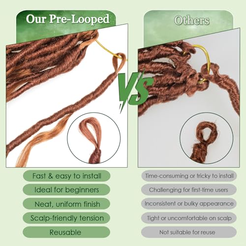 AIBEO 18 Inch Boho Faux Locs Curl Crochet Hair 7 Pack Pre-Looped Goddess Style