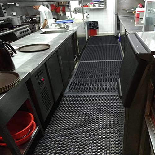 Rubber Floor Mat with Drainage Holes 83x36in Anti-Fatigue Non-Slip Industrial Mat