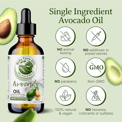 Bella Terra Oils Pure Avocado Oil for Skin and Hair Nourishment ? 1gallon, Rich in Nutrients, Hydrating, Shine Enhancer