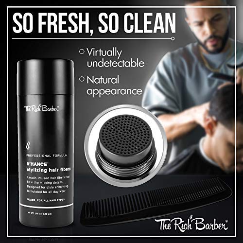 The Rich Barber Black Hair Building Fibers 3-Month Supply for Thicker Hair & Beard