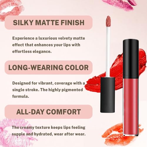 Beryse Lip Stain Oil, Lassi Staining Lip Oil, 12 Colors Cream Texture Lipstick Long-Lasting Waterproof & Moisturizing, Liquid Lip Gloss Set for Women (#5)