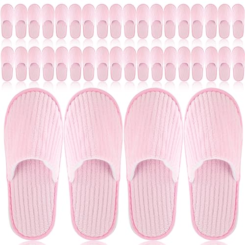 Panitay 20 Pairs Reusable Spa Slippers for Guests Washable House Slippers with Triple Layer Coral Fleece for Home Indoor Hotel Travel, Closed Toe
