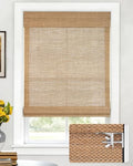 LazBlinds No-Drill Bamboo Roman Shades 20 W x 48 H Star-Brown