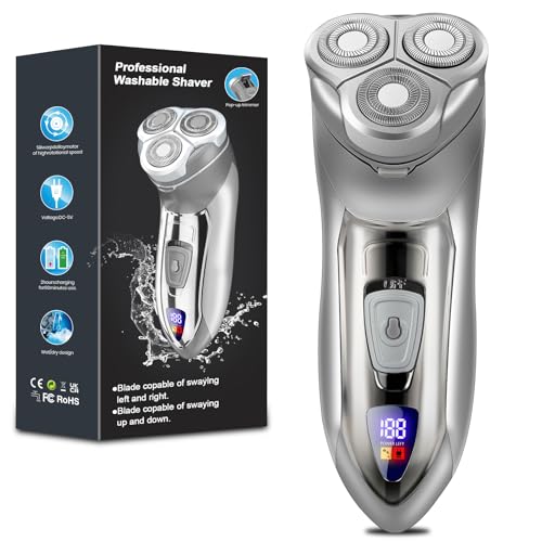 Electric Razor for Men Gray - 4D Floating Head, LCD Display, Waterproof & Fast Charging