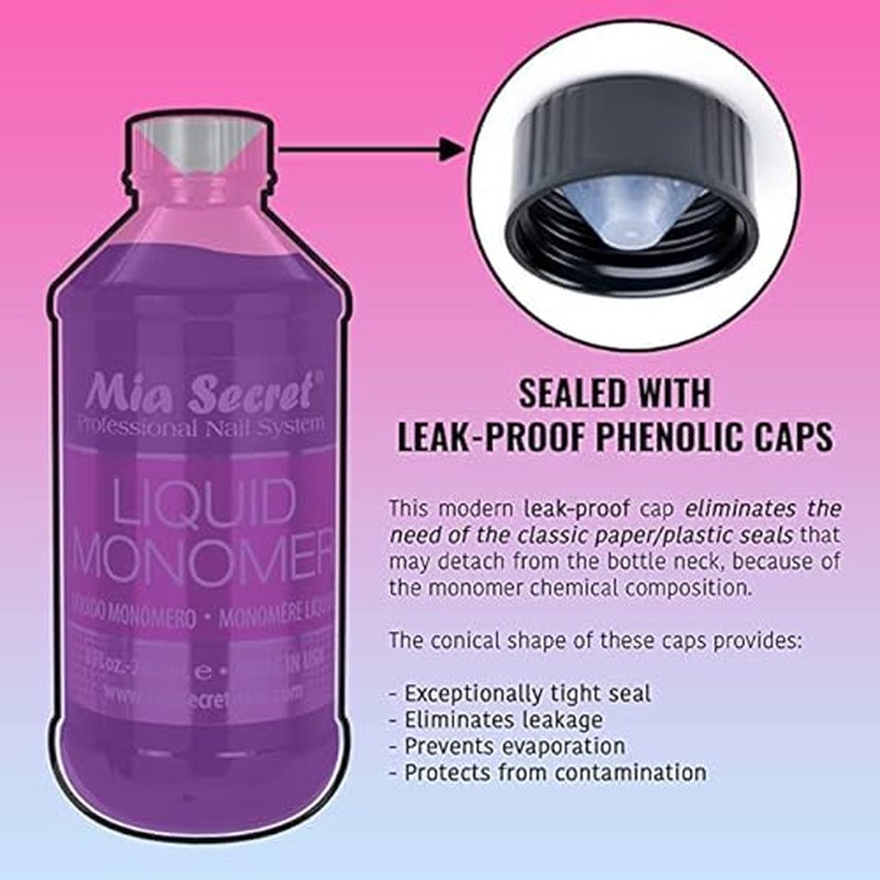 16 oz Mia Secret Liquid Monomer - Professional Acrylic Nail Liquid for Acrylic Powder - EMA monomer