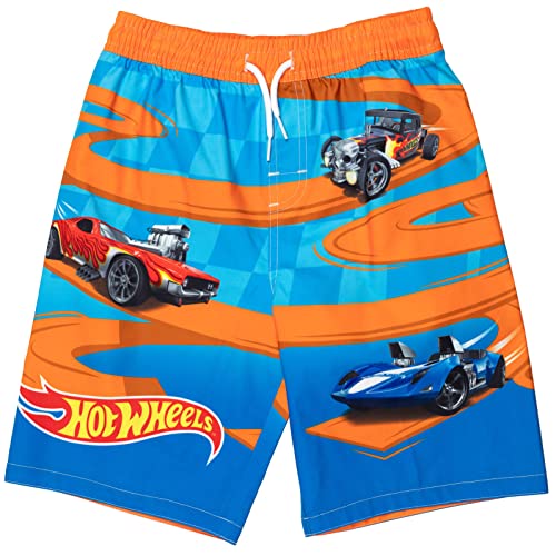 Hot Wheels Boys' 2-Piece Swimwear Set - Rash Guard & Trunks, Blue, Toddler to Big Kid