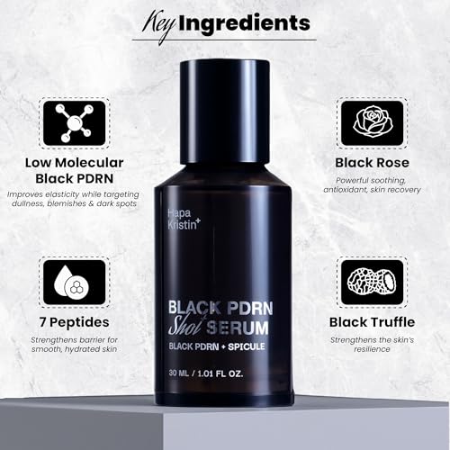 HAPA KRISTIN Black PDRN Shot Serum, Spicule Microneedling for Dark Spots, Uneven Tone, Elasticity, Firming, Glow, Strengthen the Skin Barrier, 1.01 FL OZ