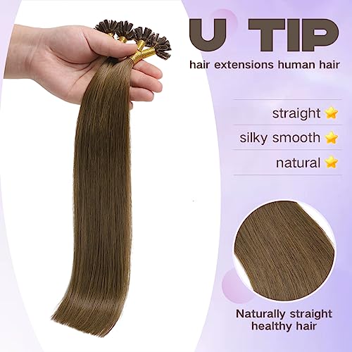 Sindra Human Hair U Tip Hair Extensions - Chocolate Brown #4, 18 Inch Variation