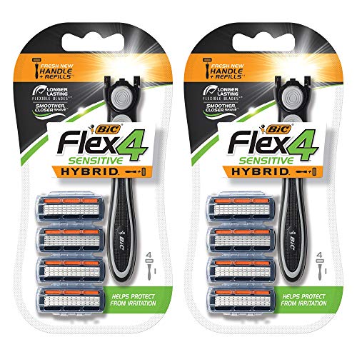 Disposable Men's Razor Set with 2 Handles & 8 Cartridges - Sensitive Skin