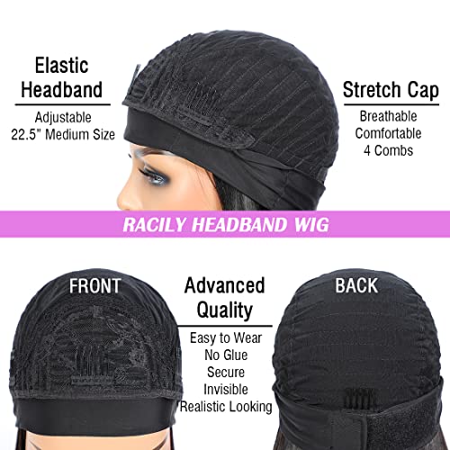 Curly Headband Wig for Black Women 10 Inch 1B Human Hair Glueless Kinky Wig