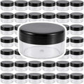 150 Pieces 10 Gram Plastic Cosmetic Sample Containers Jars with Black Lids, BPA Free, Small Lip Balm Containers, Clear Empty Lip Scrub Container for Creams and Lotions