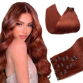 Auburn Clip-In Hair Extensions 7 Pcs 70G 12 Inch Real Human Hair - Variation #135