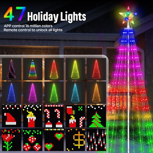 6ft Outdoor Christmas Tree with 47 Prelit Color Changing LED Lights & APP Control