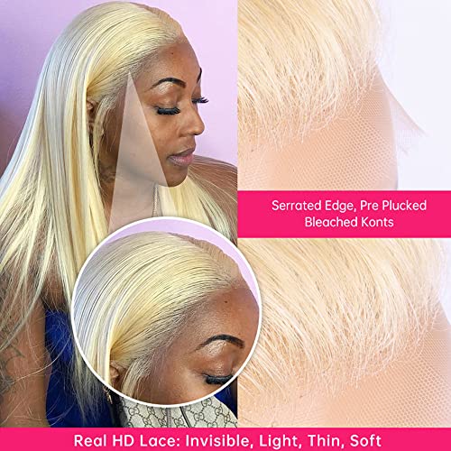 Shining Girl 613 Blonde 13x4 Transparent HD Lace Frontal Closure 14 Inch Straight Human Hair Extension