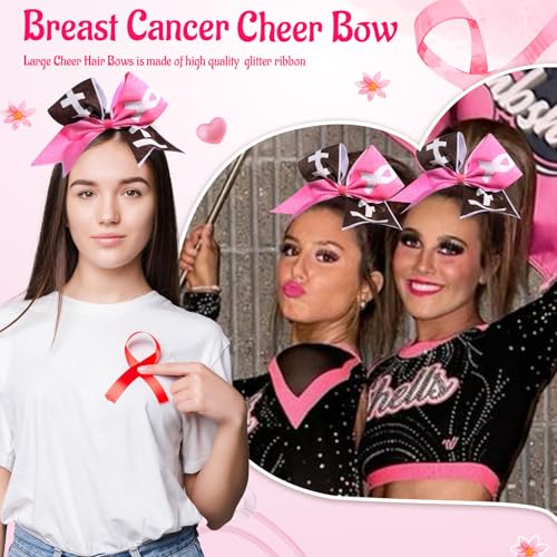 Large Pink Breast Cancer Awareness Cheer Bows - 8 Pack