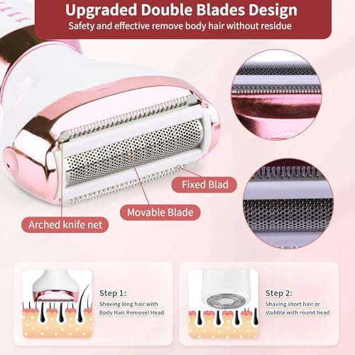 Electric Razors Shaver for Women - 5 in 1 Womens Electric Razor Bikini Trimmer for Women and Wet/Dry and Rechargeable Lady Shaver Razors for Nose Hair Face Eyebrow Arms Legs Armpit Pubic Area