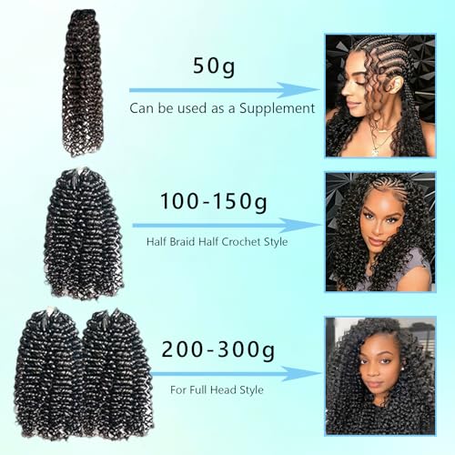 Celiarita Deep Wave Feather Crochet Human Hair Extensions 16 Inch 100g - Natural Color 80 Strands Boho Bundles for Black Women