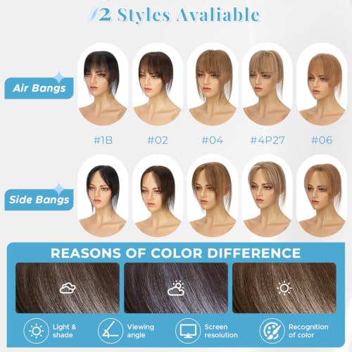 Human Hair Toppers for Women 11 Inch Dark Brown - Natural Volume & Bang Styles - SLEEKALON Variation #S