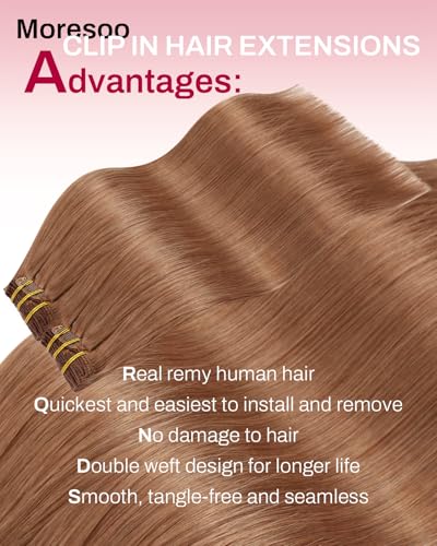 Moresoo Copper Clip-in Hair Extensions 10 Inch Short Straight Auburn Rose Copper #330
