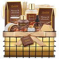 Christmas Spa Gift Baskets For Women, Honey Almond Bath and Body Set, Birthday Gift- Shower Gel, Bubble Bath, Body Butter, Bath Salt, Body Oil, Candle, Bath Caviar, Soap, Home Diffuser, Scrubber