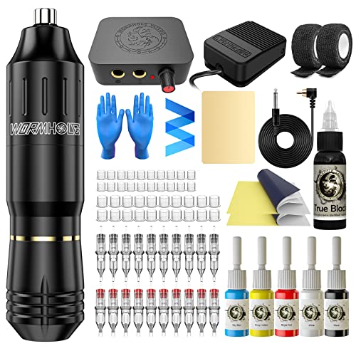 Wormhole Rotary Tattoo Practice Machine Kit for Beginners - Black 1
