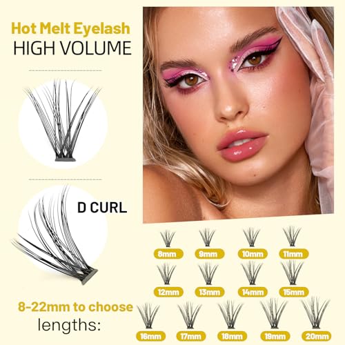 Short Lash Clusters Natural Cluster Eyelash Extensions 8-10-12MM Clear Band Cluster Lashes Extensions Wispy Individual Lashes CC-Curly Eyelash Clusters Pesta?as Postizas Naturales 144Pcs DIY Lashes