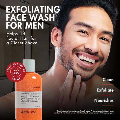 Anthony Men's Face Scrub with Vitamin C - Exfoliating Facial Cleanser 8 Fl Oz