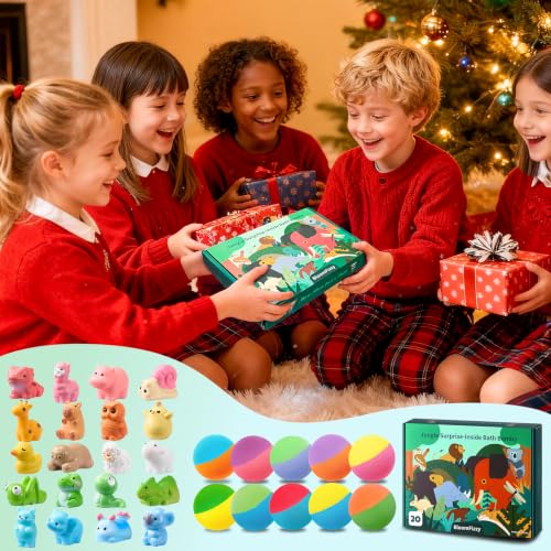 Kids Jungle Bath Bombs with Surprise Animal Toys - Safe, Fun Gift Set