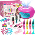 Kids Nail Polish Set with 4 Nail Art Pens, Dryer & Accessories - Safe & Non-Toxic