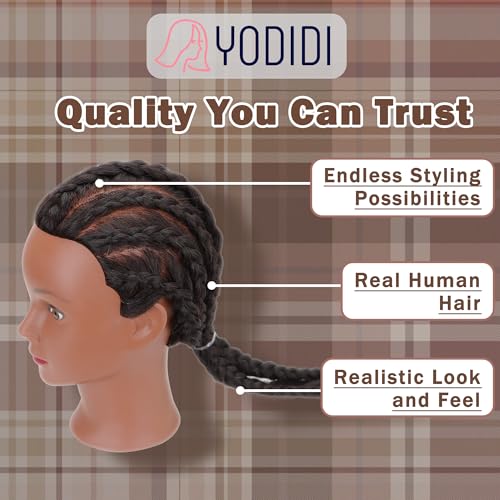 YODIDI 16-Inch Human Hair Mannequin Head for Hair Styling & Practice