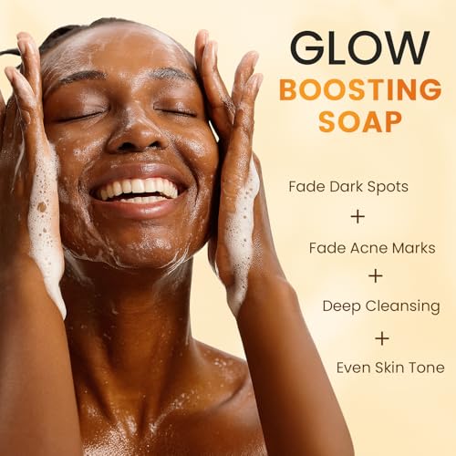 Turmeric Kojic Acid Soap for Dark Spots Brightening ? Face and Body Wash with Vitamin C, E, Shea Butter, Jojoba oil, Grape Seed Oil & Glycerin ? Soap for Women & Men (120g x 2)