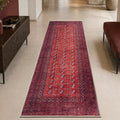 2'6" x 7' Vintage Washable Runner Rug Non-Slip Low Pile Red Burgundy