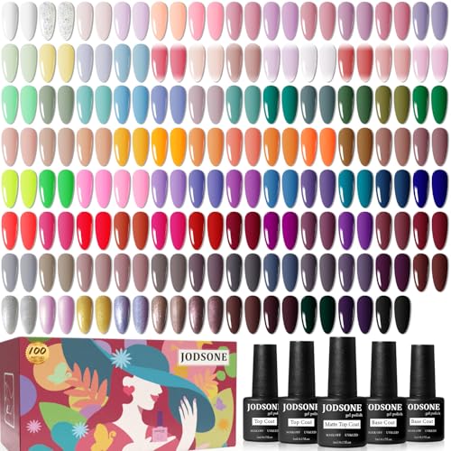 100 Pcs Gel Nail Polish Kit with No Wipe Base & Matte Glossy Top Coats - 95 Colors & Accessories - Variation: 0 Fl Oz
