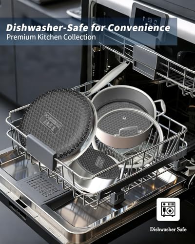 Stainless Steel Cookware Set with Nonstick Frying Pan and Saucepans - Silver, 5 Pieces