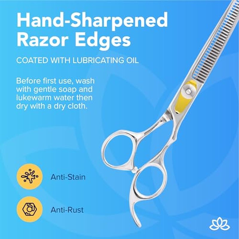 Equinox International, Professional Hair Scissors, Japanese Stainless Steel-Barber Hair Cutting Texturizing Thinning Razor Edge Series Teeth Shears for Men/Women/Kids/Salon & Home-6.5" Overall Length