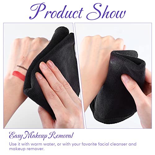 48 Pcs Black Microfiber Makeup Remover Towels - 12x12 Inch Reusable Face Cloths, Pack of 2